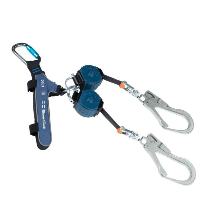 SPANSET Twin DSL3 Self-Retracting Lanyard Alloy Scaff Hooks Full