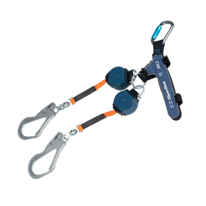 SPANSET Twin DSL3 Self-Retracting Lanyard Steel Scaff Hooks Full