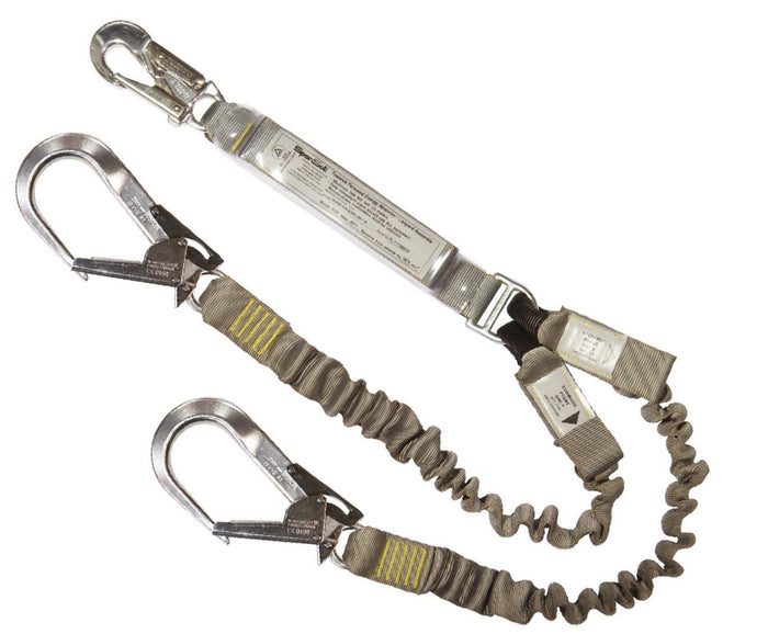 SPANSET ERGOPlus Twin Lanyard with Scaffold Hooks Elasticated