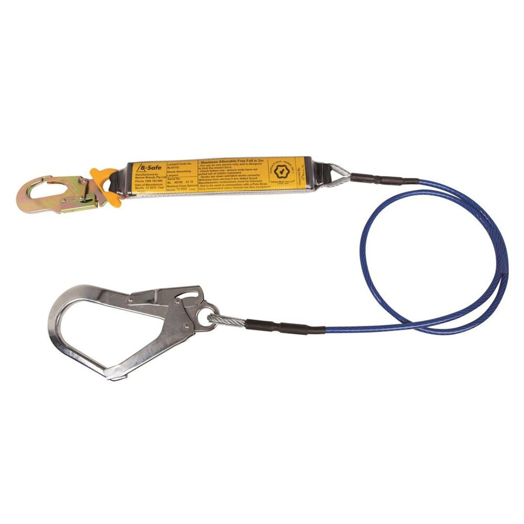 Wire Fall Protection B-Safe Wire Fall Arrest Lanyard with Scaffold Hook – Height Dynamics