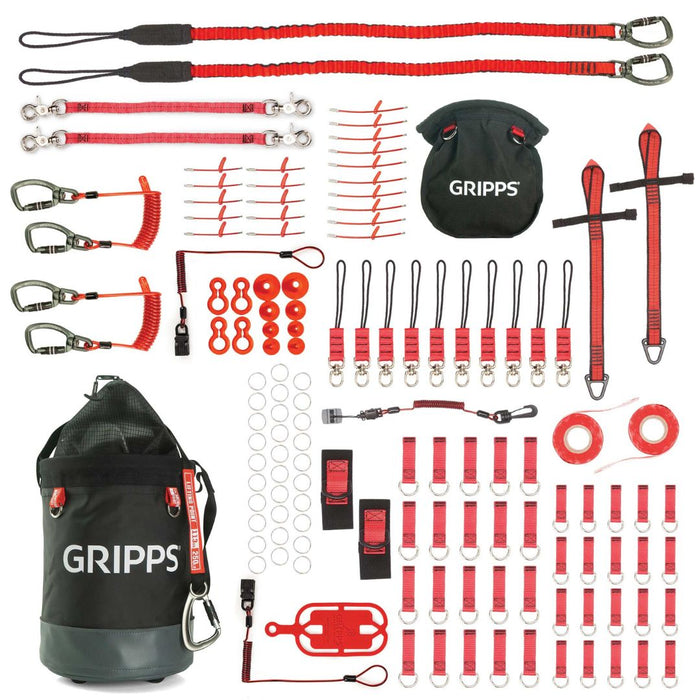 GRIPPS 60-Tool Tether Kit Bull Bag Bolt Safe Pouch H01406