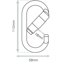 ZERO Steel Oval Carabiner Dimensions