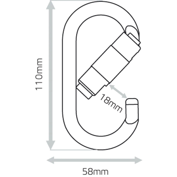 ZERO Steel Oval Carabiner Dimensions