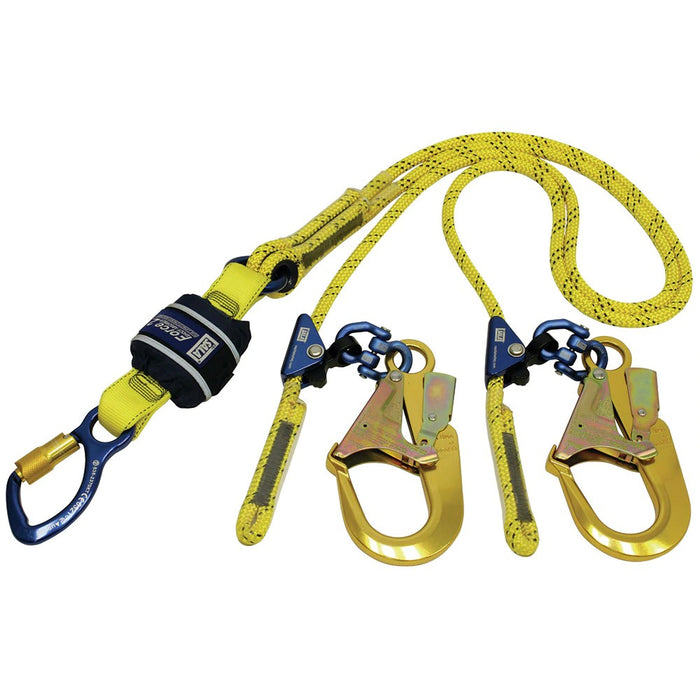 SALA Force 2 Twin Adjustable Rope Lanyard with Alloy Scaffold Hooks